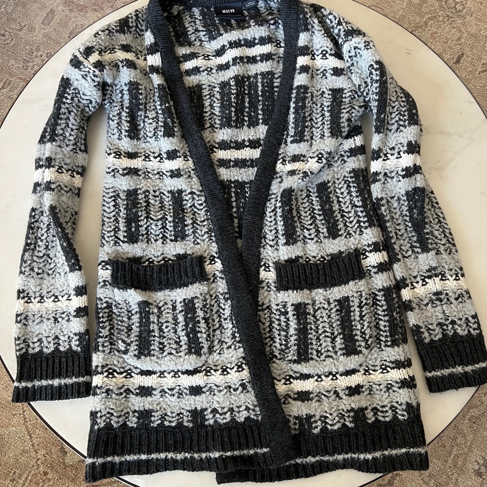 Anthropologie Black and Gray Cardigan Sweater